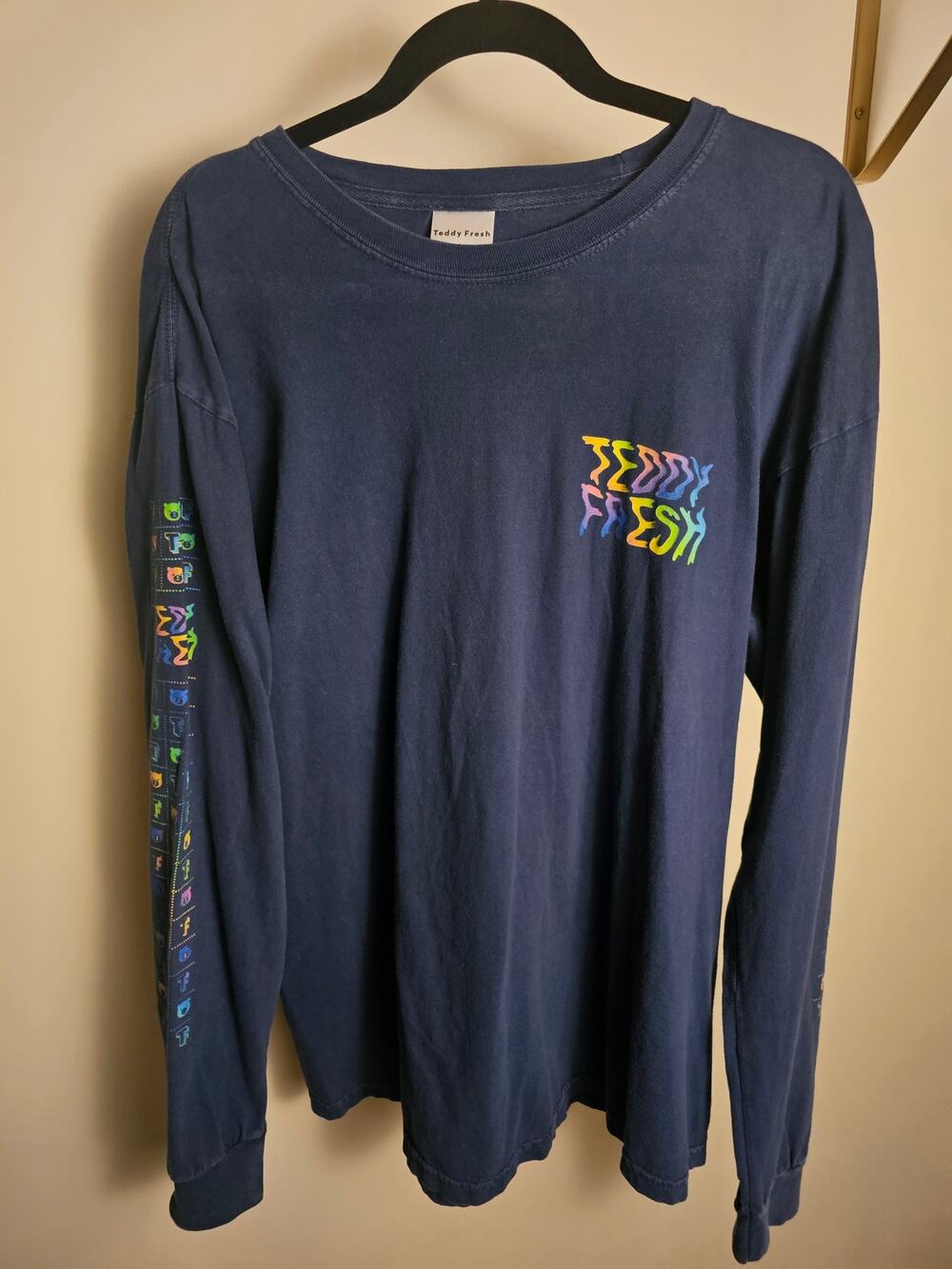 Teddy Fresh Navy Long Sleeve Cotton Tee